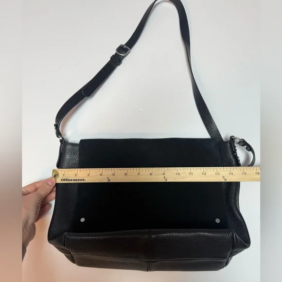 Treasure & Bond black peopled leather with suede flap closure crossbody bag - Picture 3 of 14